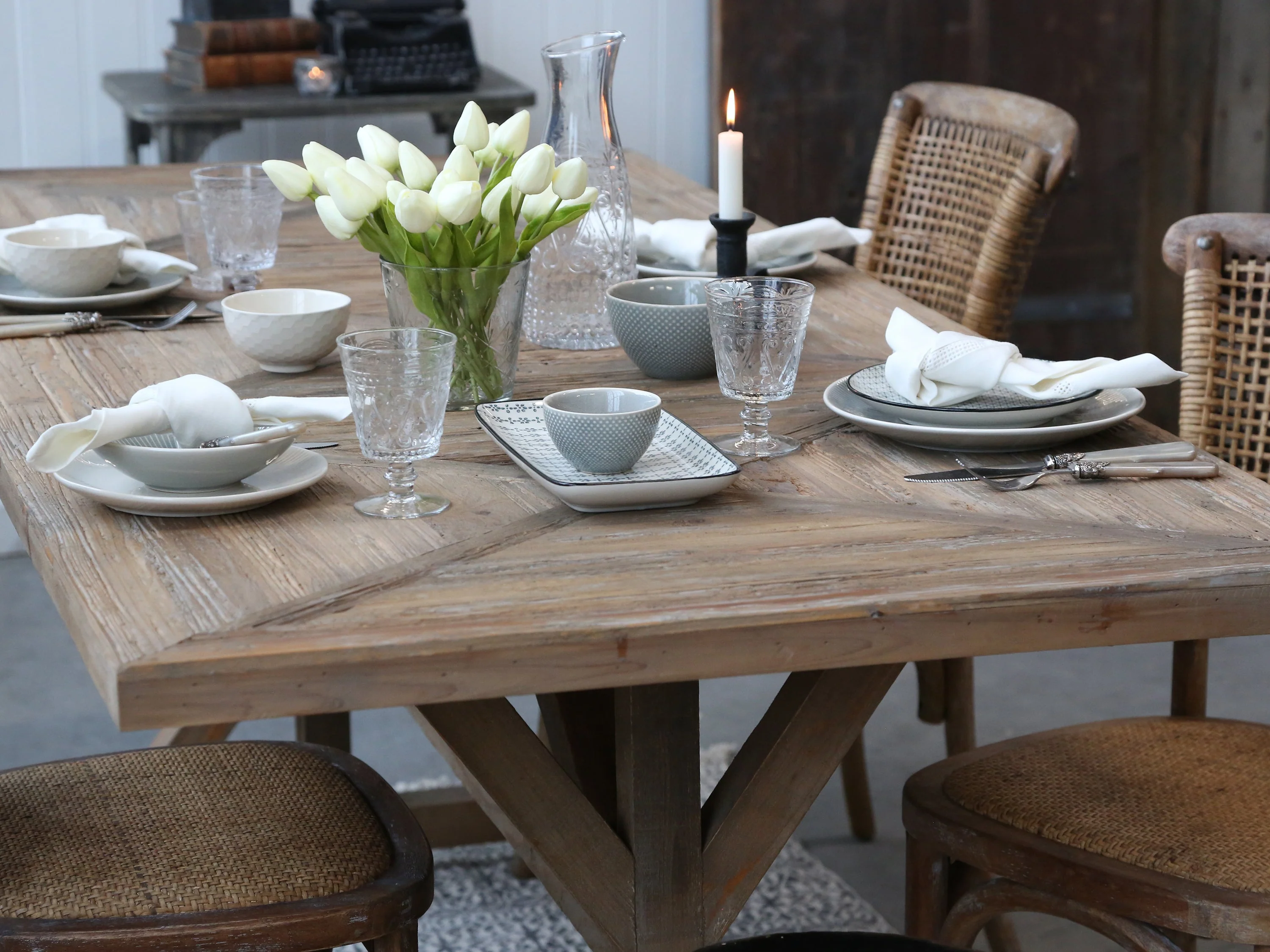 French Dining Table in Recycled Wood - Image 3