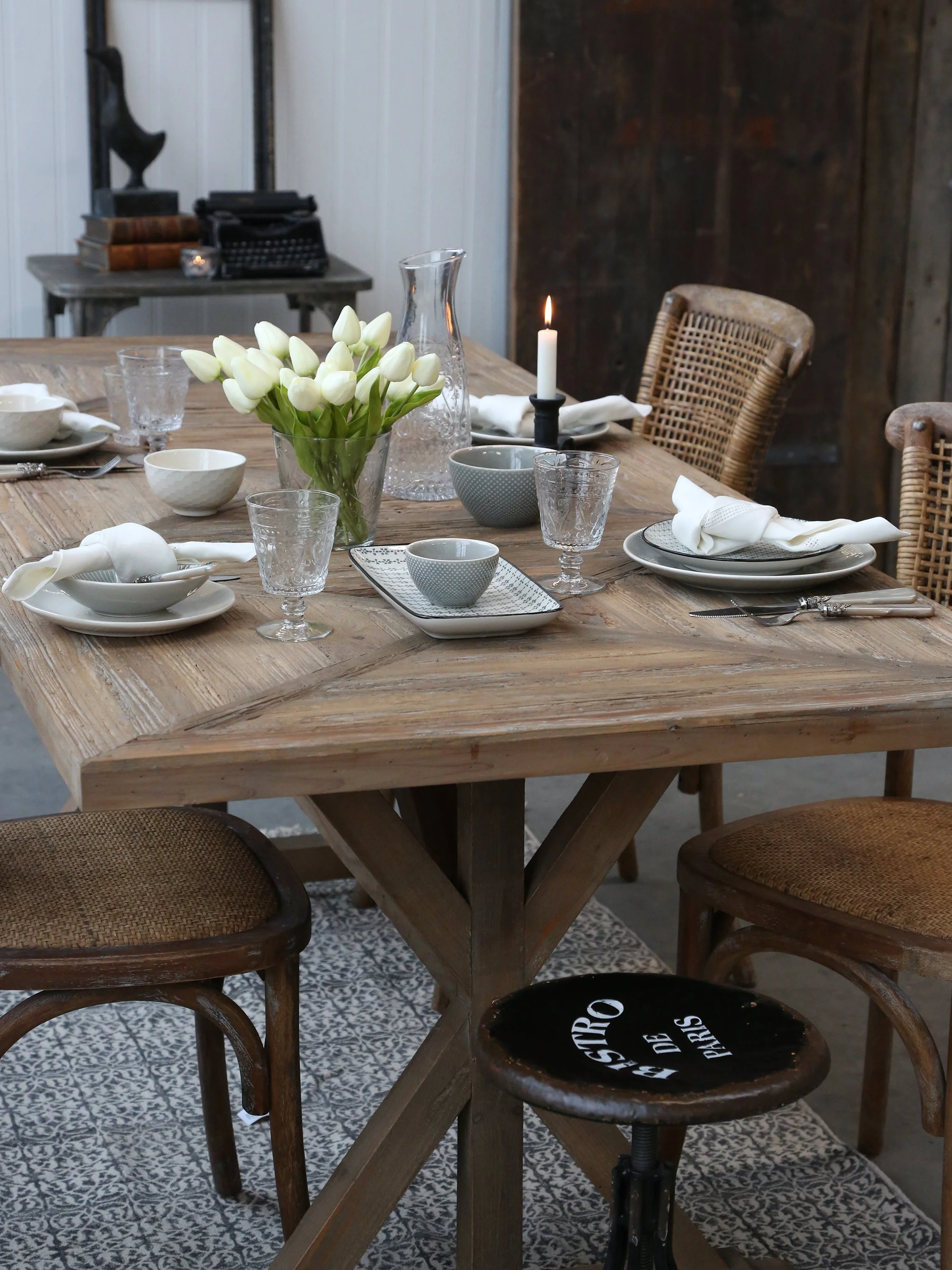 French Dining Table in Recycled Wood - Image 4