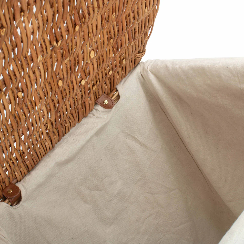 Light Steamed Square Laundry Basket With White Lining - Image 11