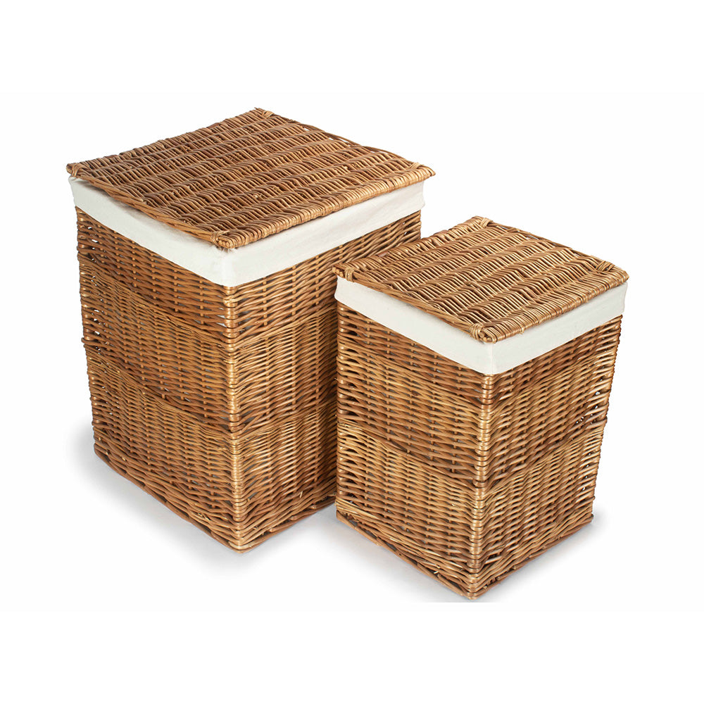 Light Steamed Square Laundry Basket With White Lining - Image 3