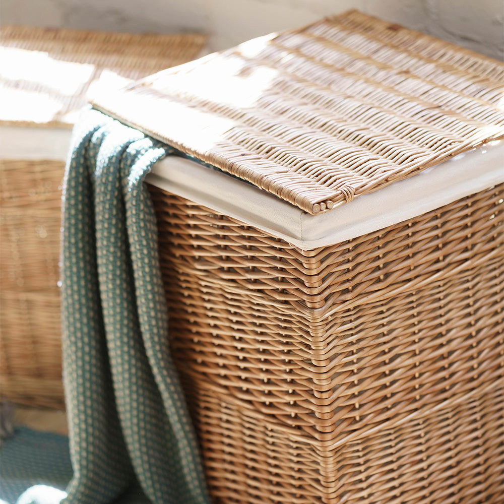 Light Steamed Square Laundry Basket With White Lining - Image 4