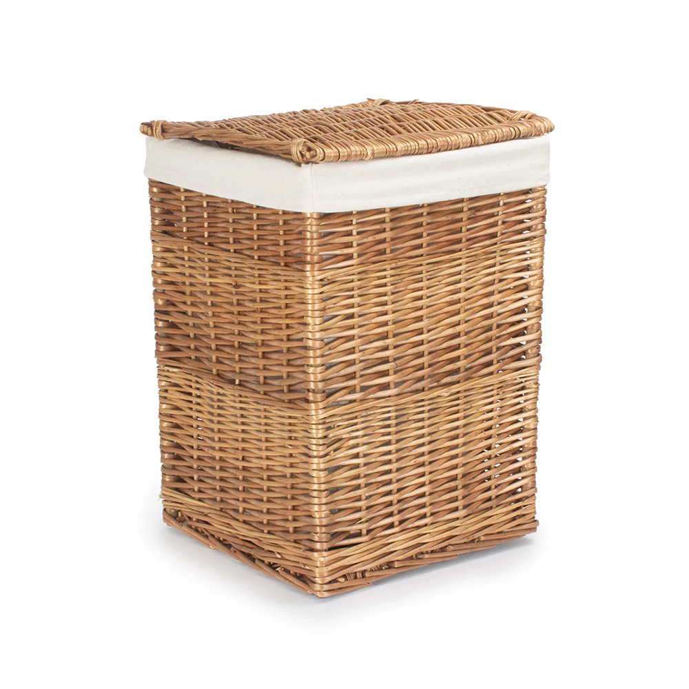 Light Steamed Square Laundry Basket With White Lining - Image 6