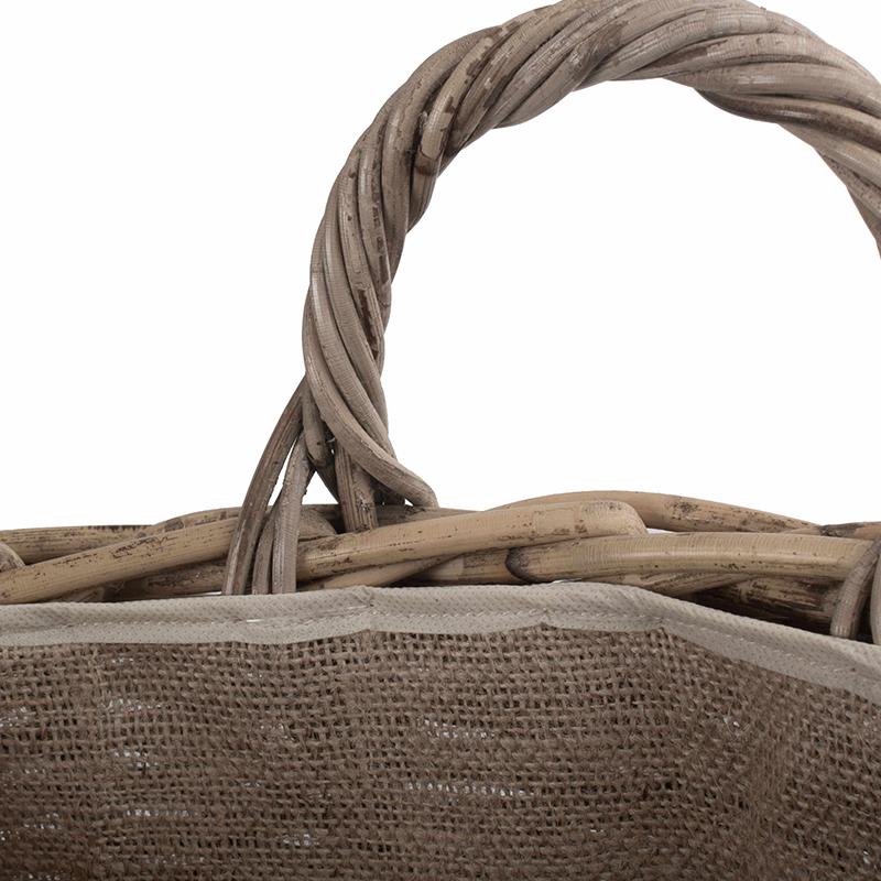 Pot-bellied Hessian Lined Rattan Log Basket - Image 4