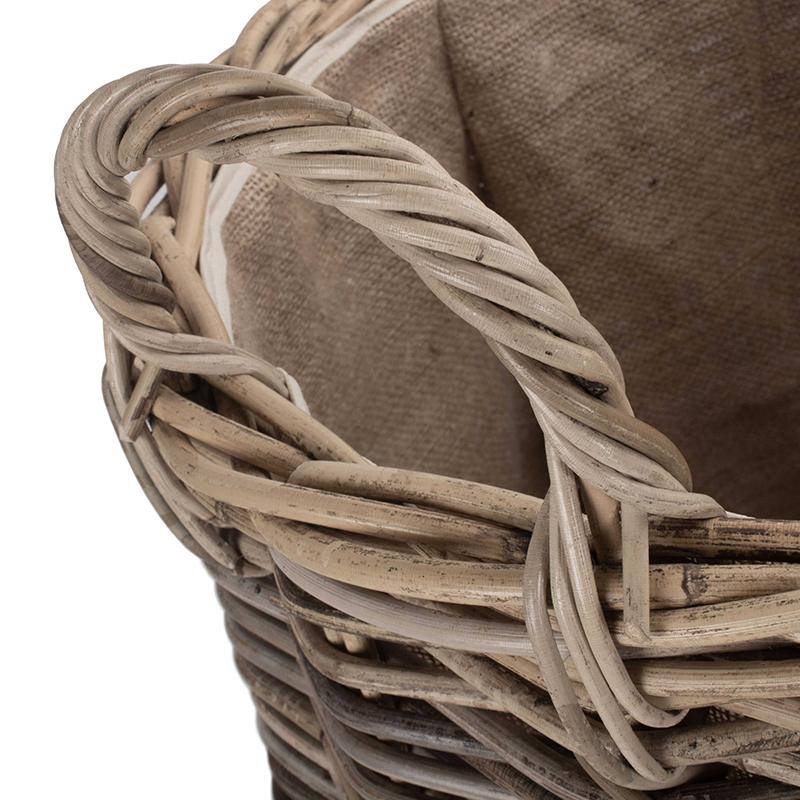 Pot-bellied Hessian Lined Rattan Log Basket - Image 5