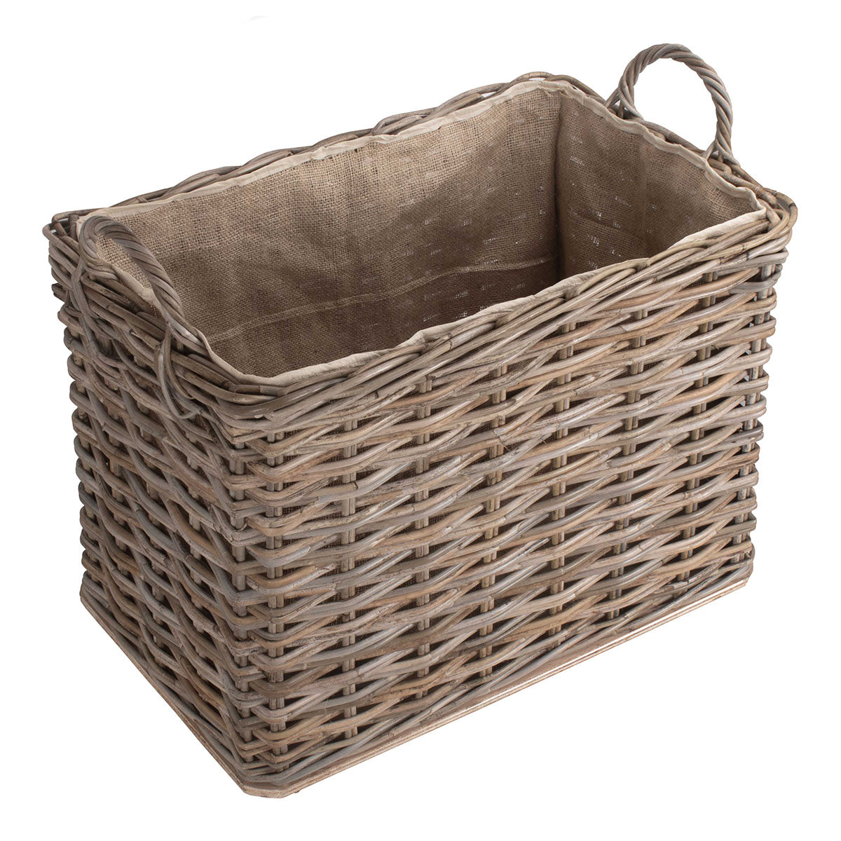 Small Wheeled Rattan Cordura Lined Log Basket - Image 3