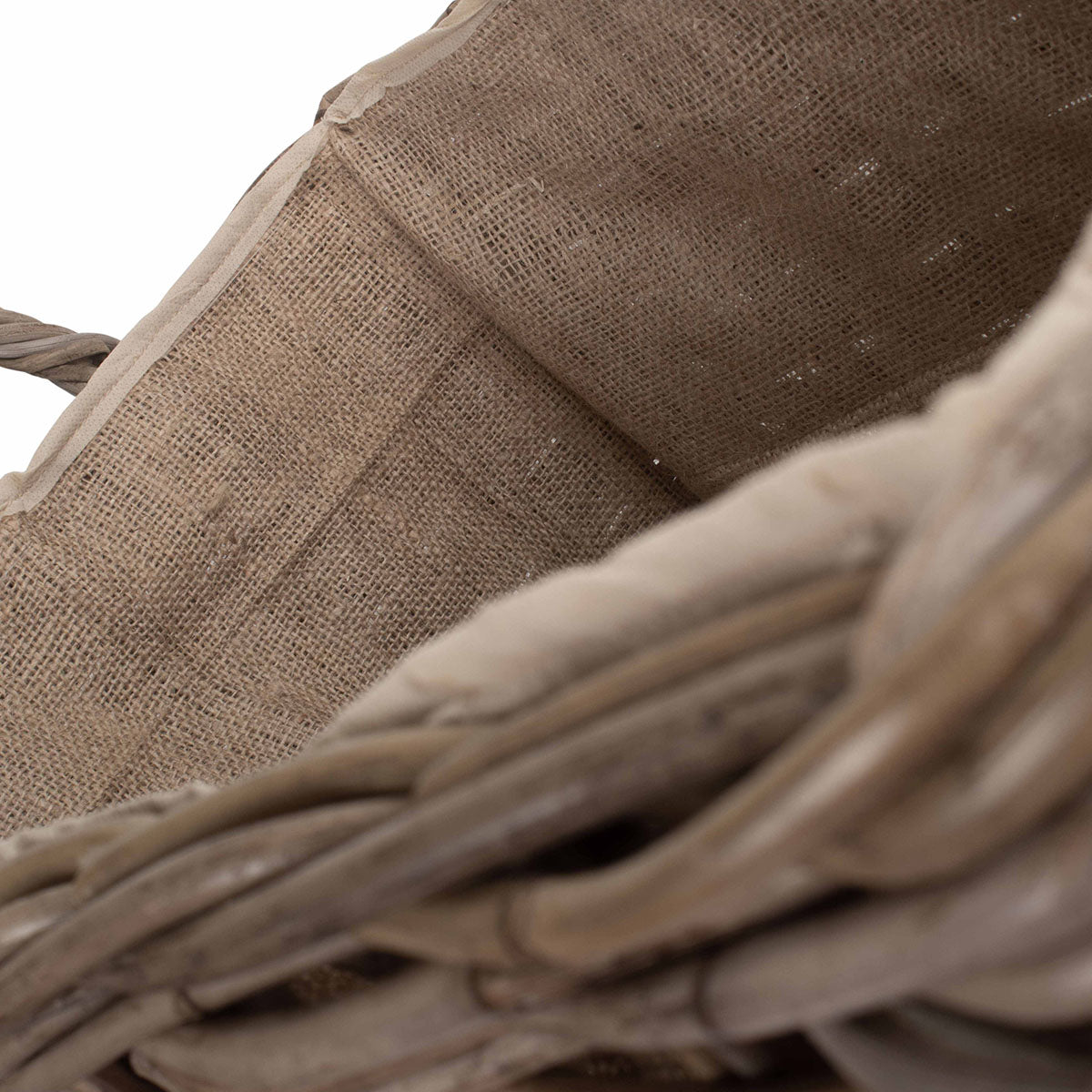 Small Wheeled Rattan Cordura Lined Log Basket - Image 5